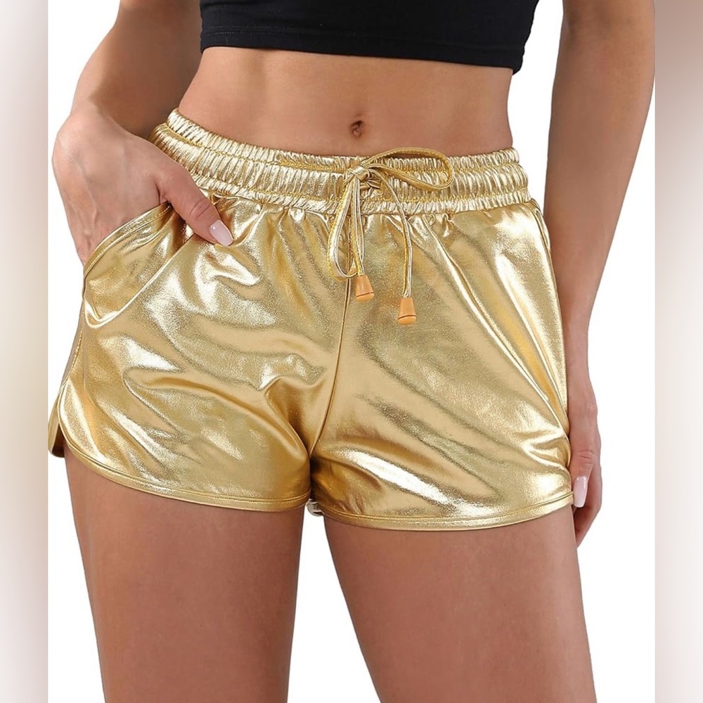 Metallic Gold Women's Drawstring Shorts